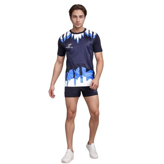 Lookswala Mens Kabaddi Printed Regular Fit Sports T-Shirt with Shorts