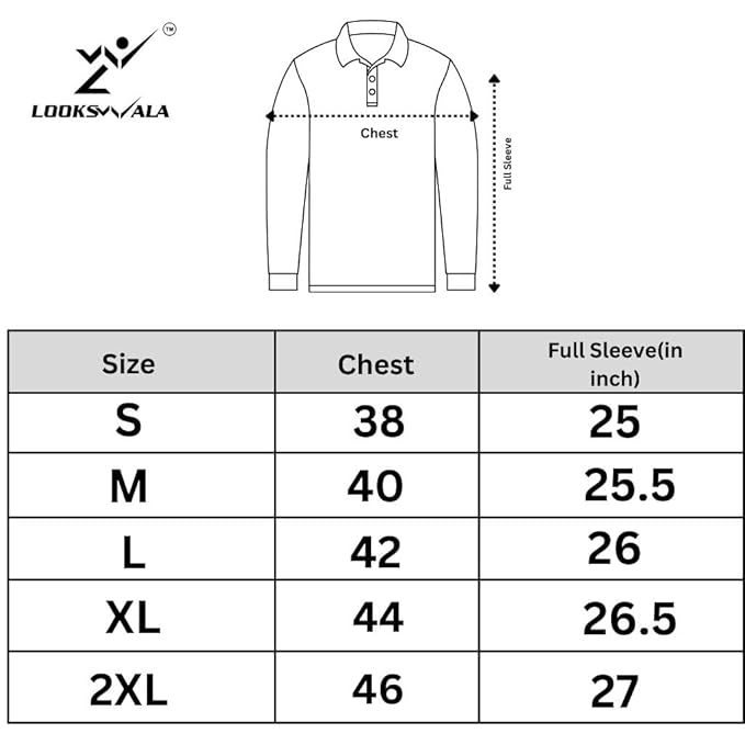 Lookswala Mens Sportswear Polo Full Sleeves T-Shirt